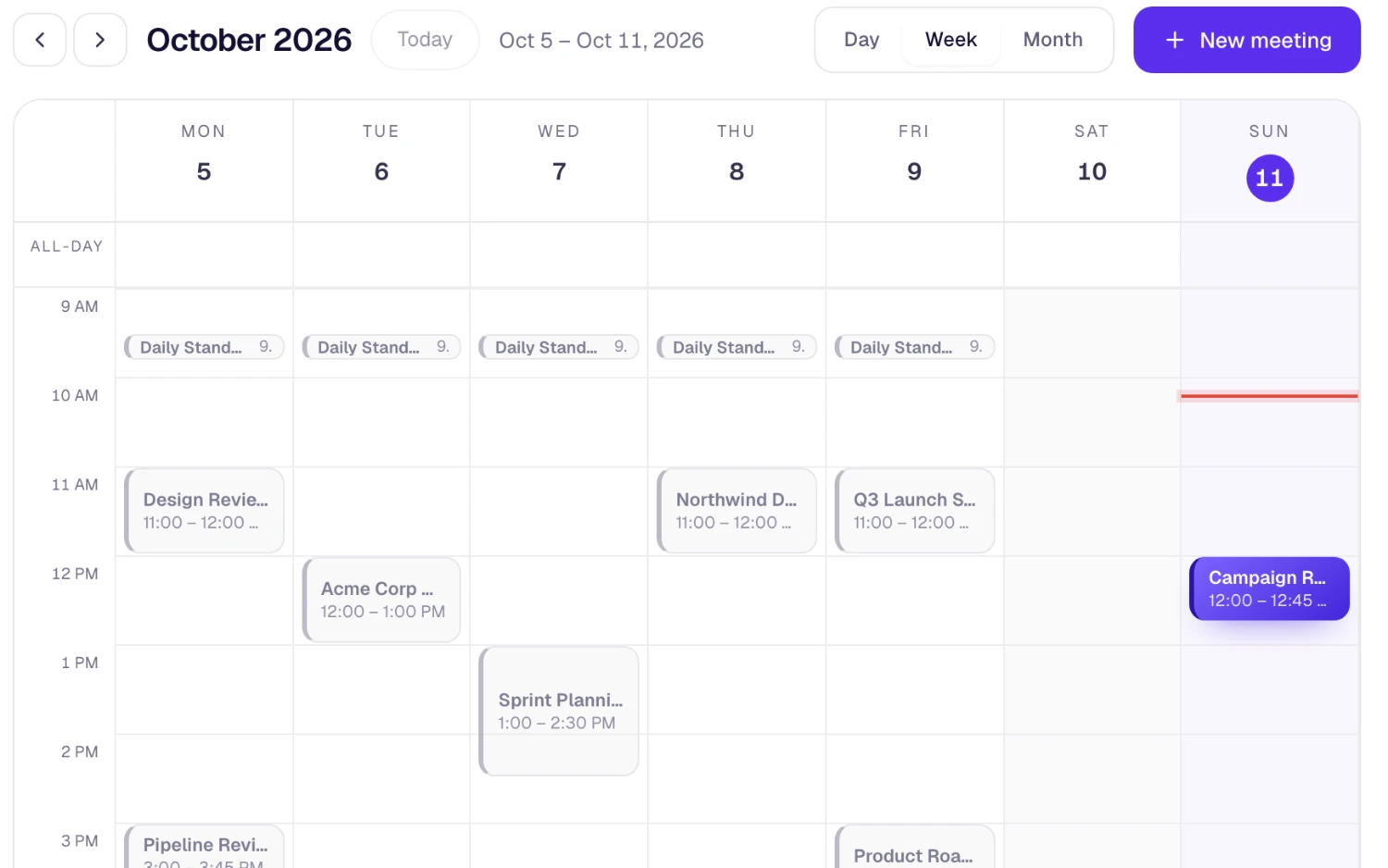 A week of meetings in the SphereOne calendar